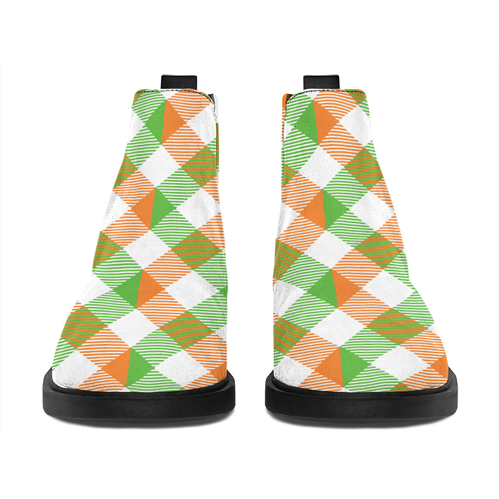 Irish Plaid Saint Patrick's Day Print Flat Ankle Boots