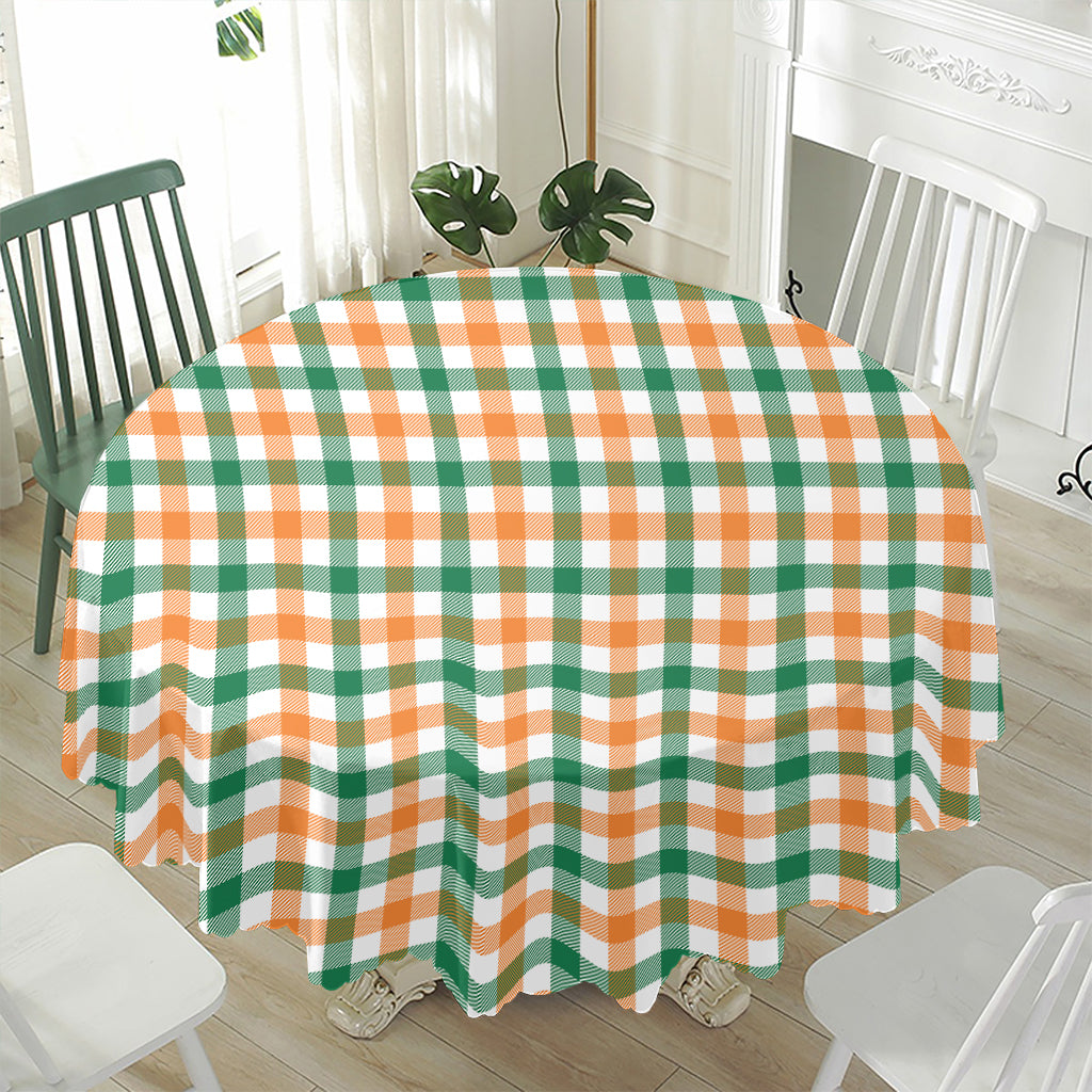 Irish Plaid St. Patrick's Day Print Waterproof Round Tablecloth