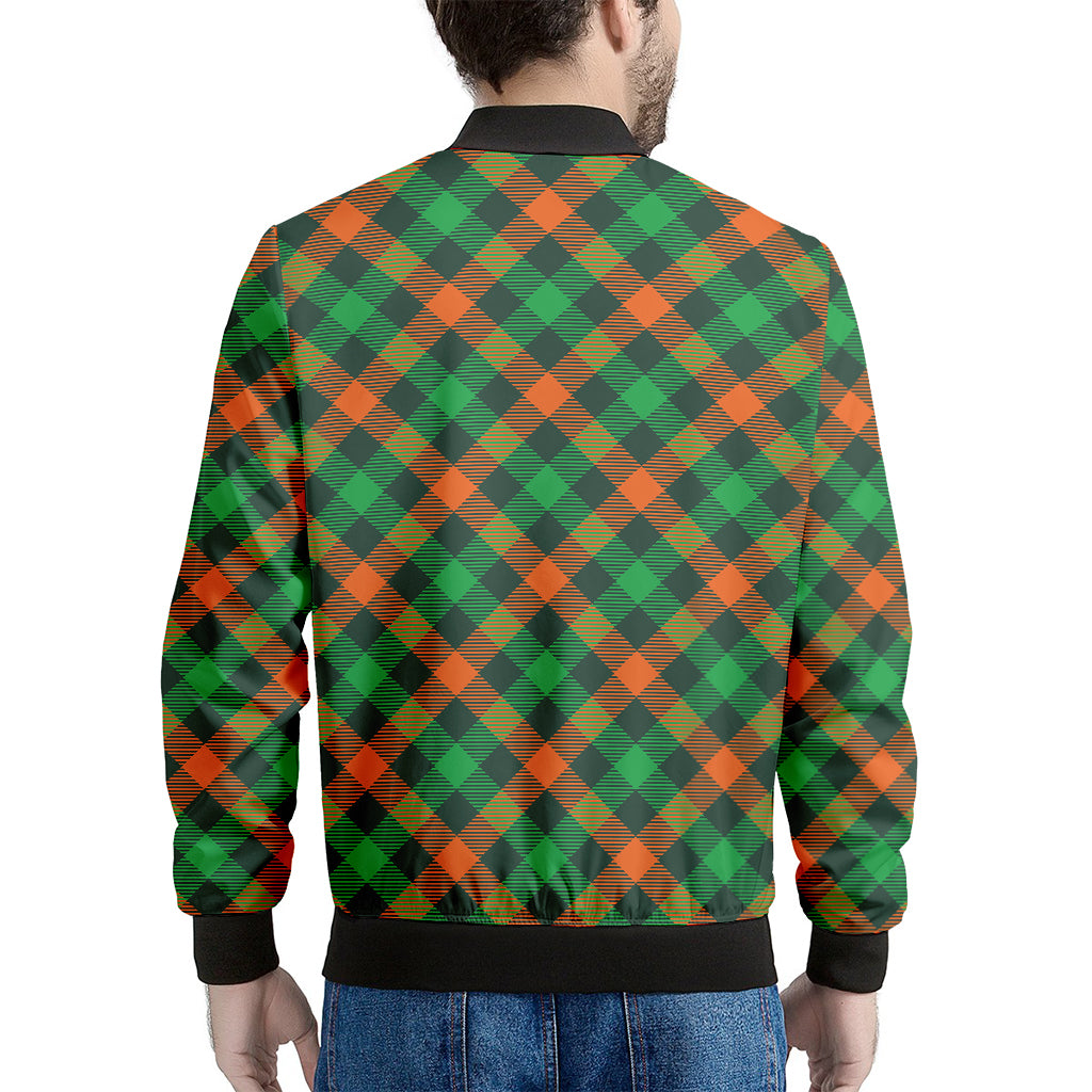 Irish Saint Patrick's Day Plaid Print Men's Bomber Jacket
