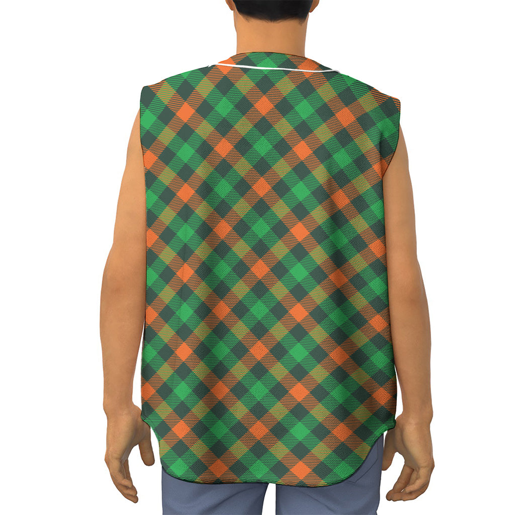 Irish Saint Patrick's Day Plaid Print Sleeveless Baseball Jersey