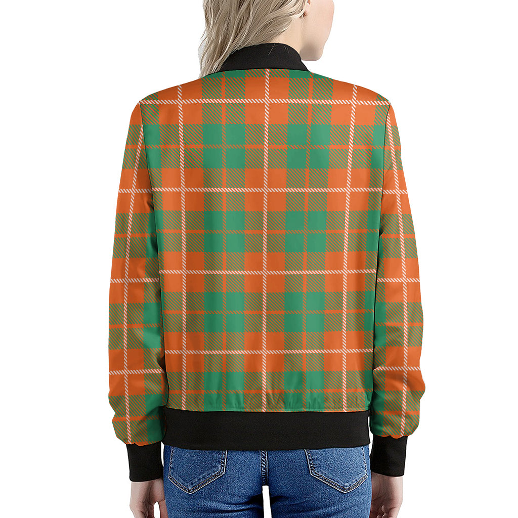 Irish Saint Patrick's Day Tartan Print Women's Bomber Jacket
