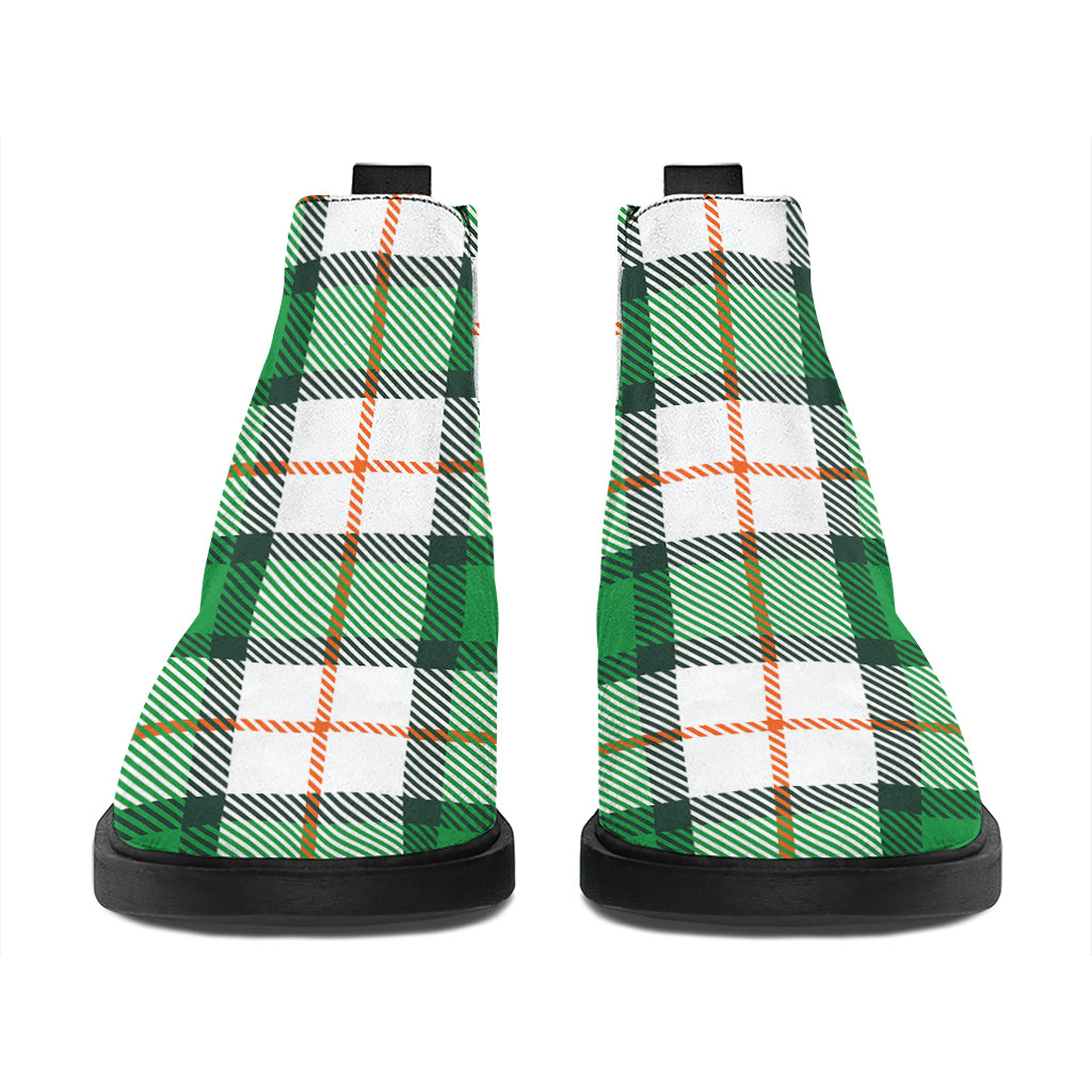 Irish Tartan St. Patrick's Day Print Flat Ankle Boots