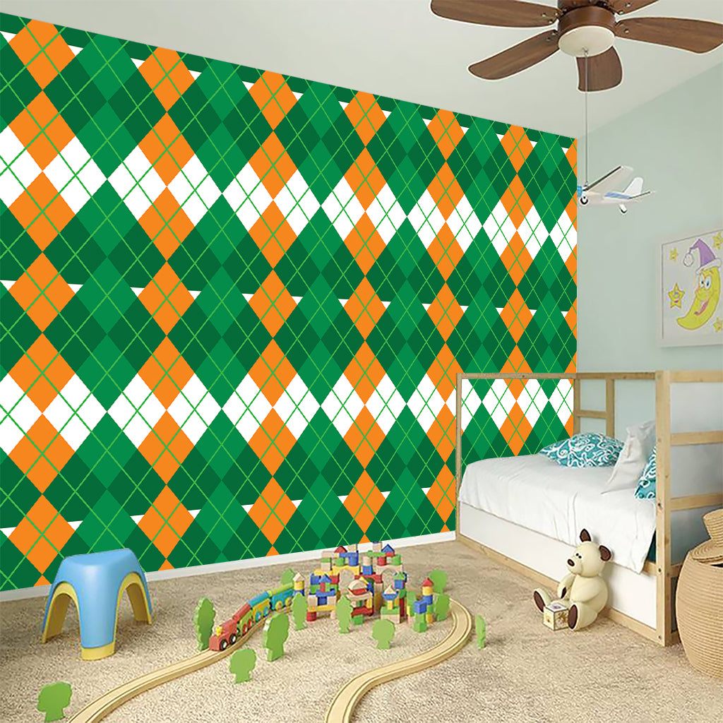 Irish Themed Argyle Pattern Print Wall Sticker