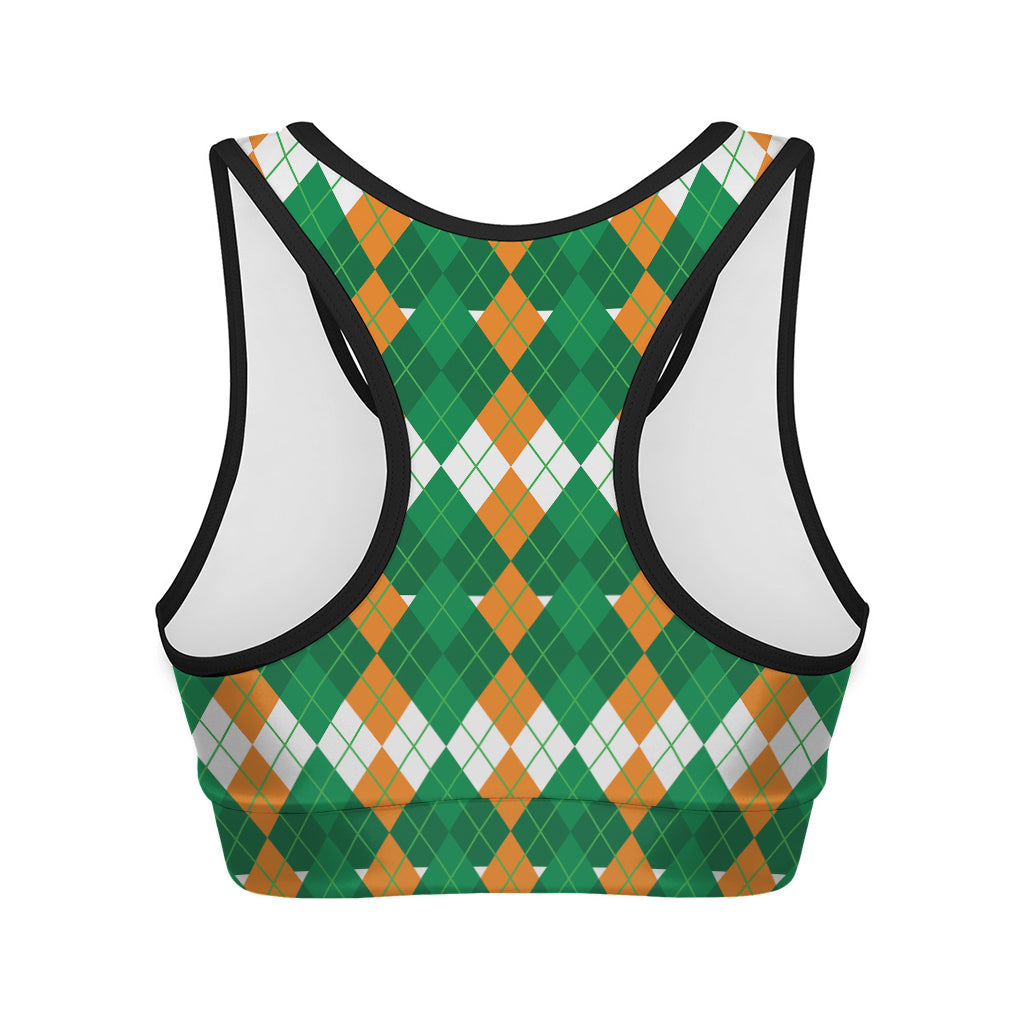Irish Themed Argyle Pattern Print Women's Sports Bra