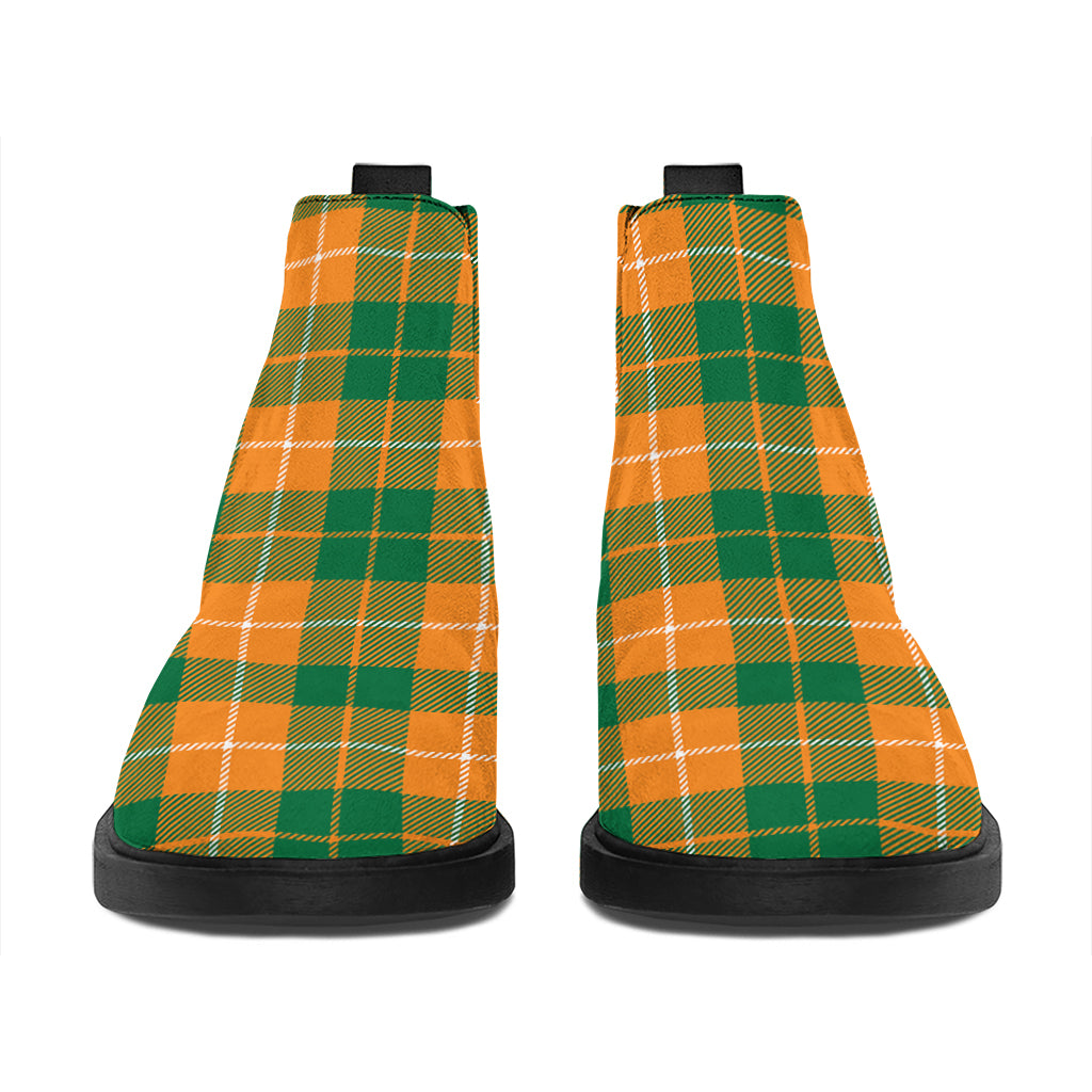 Irish Themed Plaid Pattern Print Flat Ankle Boots