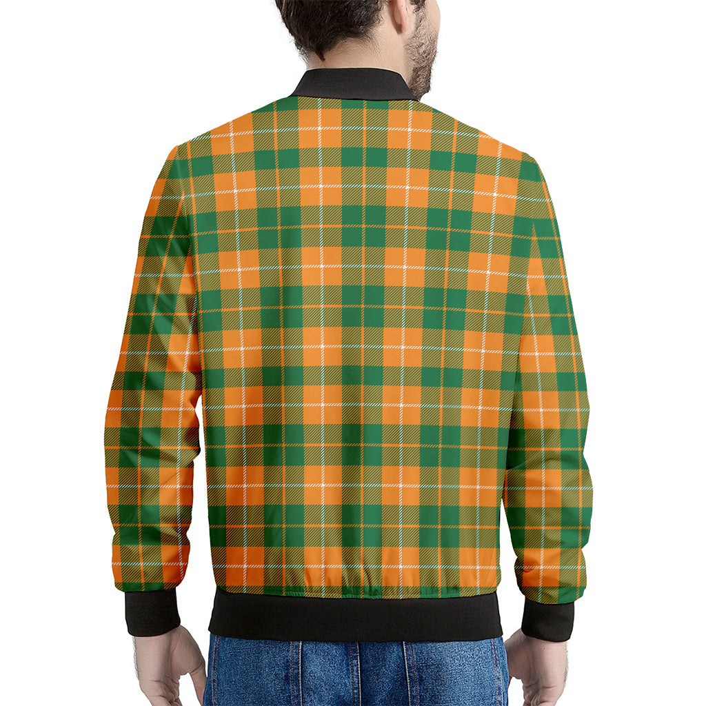 Irish Themed Plaid Pattern Print Men's Bomber Jacket