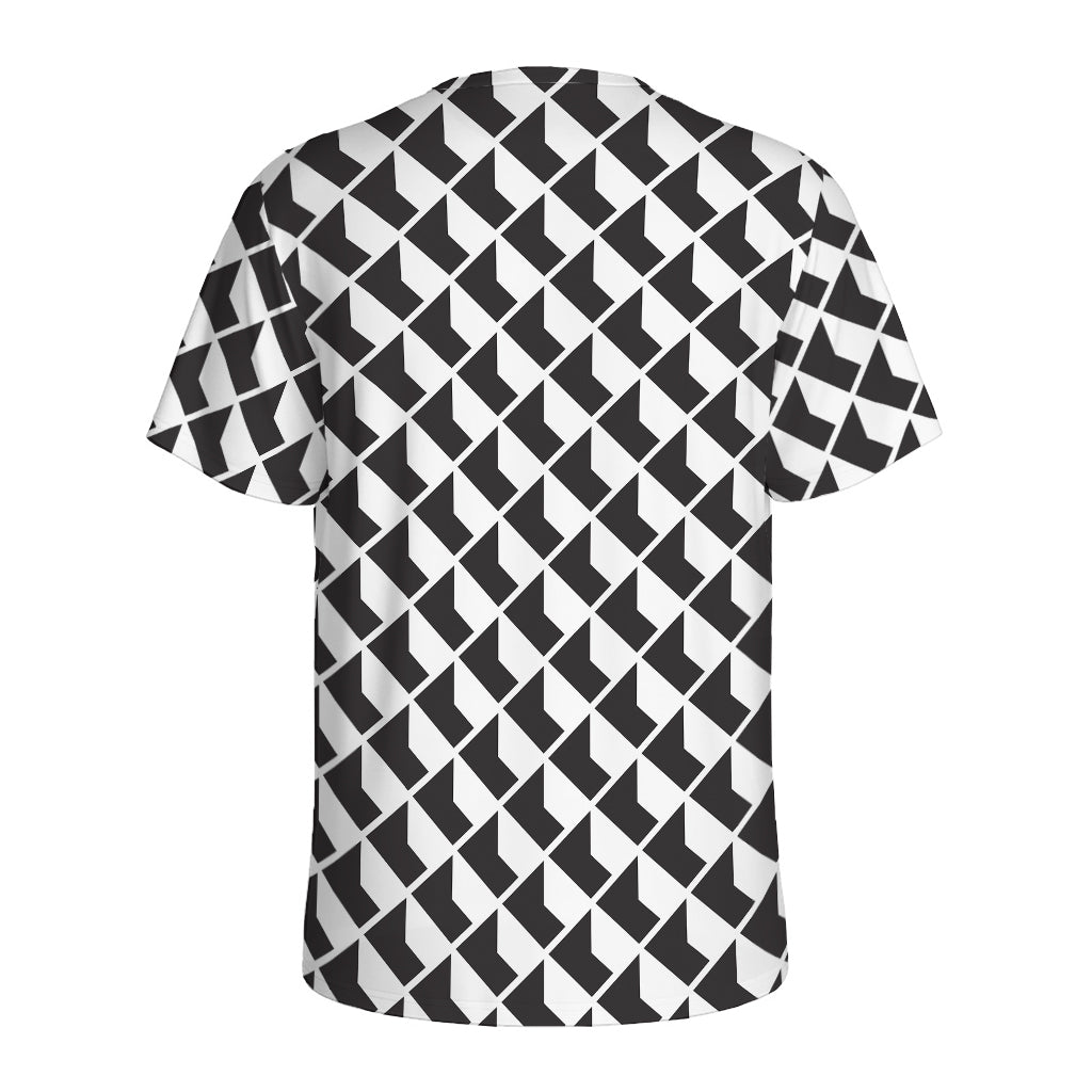 Isometric Geometric Pattern Print Men's Sports T-Shirt