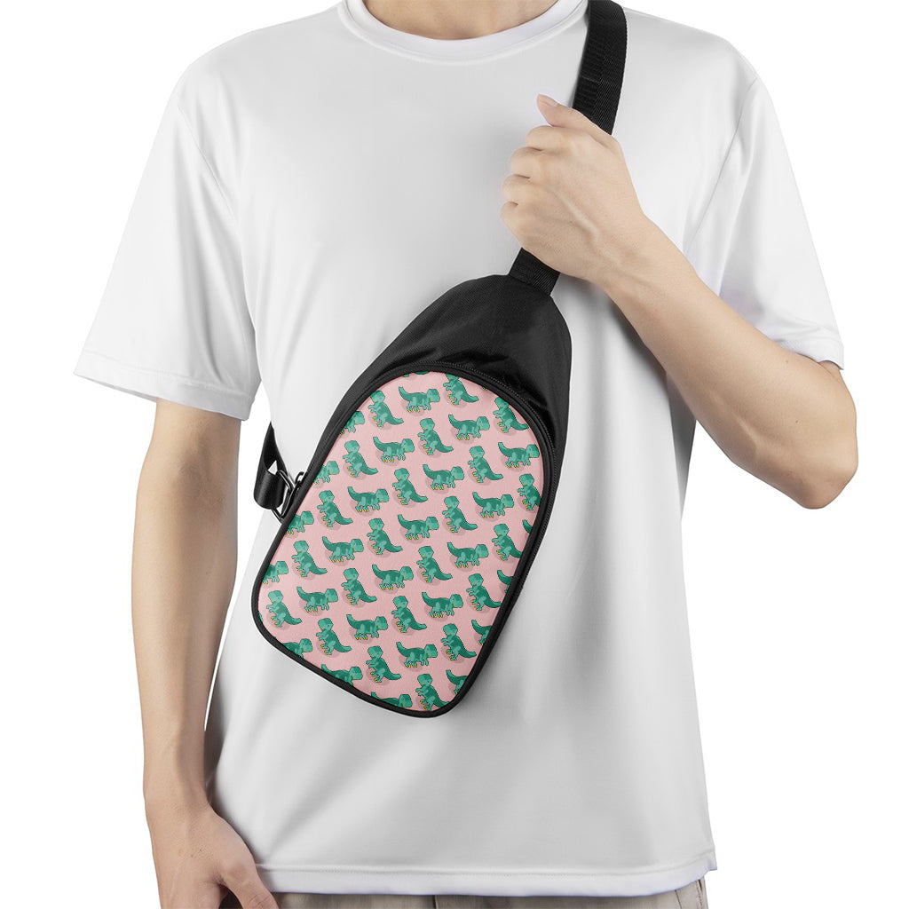 Isometric Tyrannosaurus Pattern Print Chest Bag