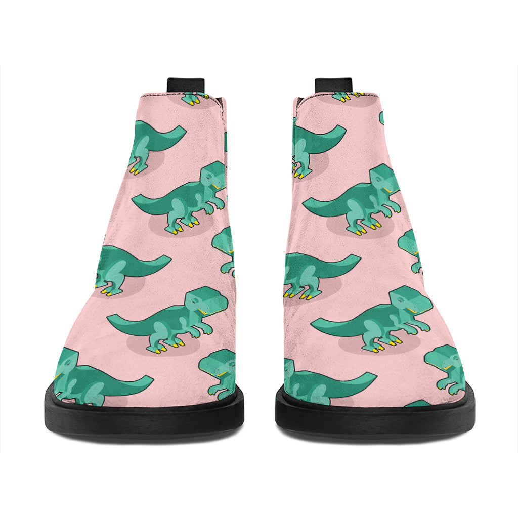 Isometric Tyrannosaurus Pattern Print Flat Ankle Boots