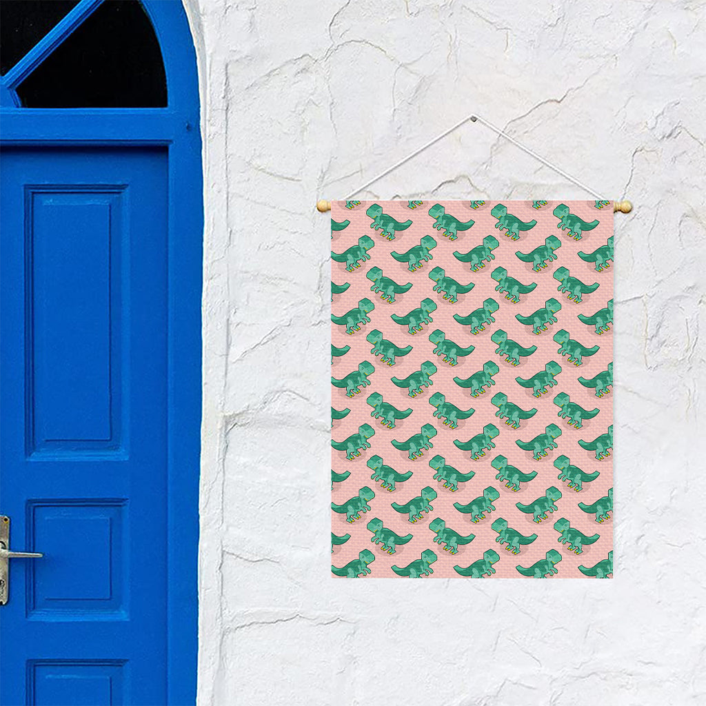 Isometric Tyrannosaurus Pattern Print Garden Flag