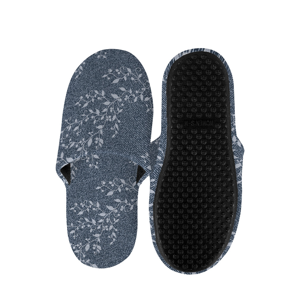 Ivy Flower Denim Jeans Pattern Print Slippers