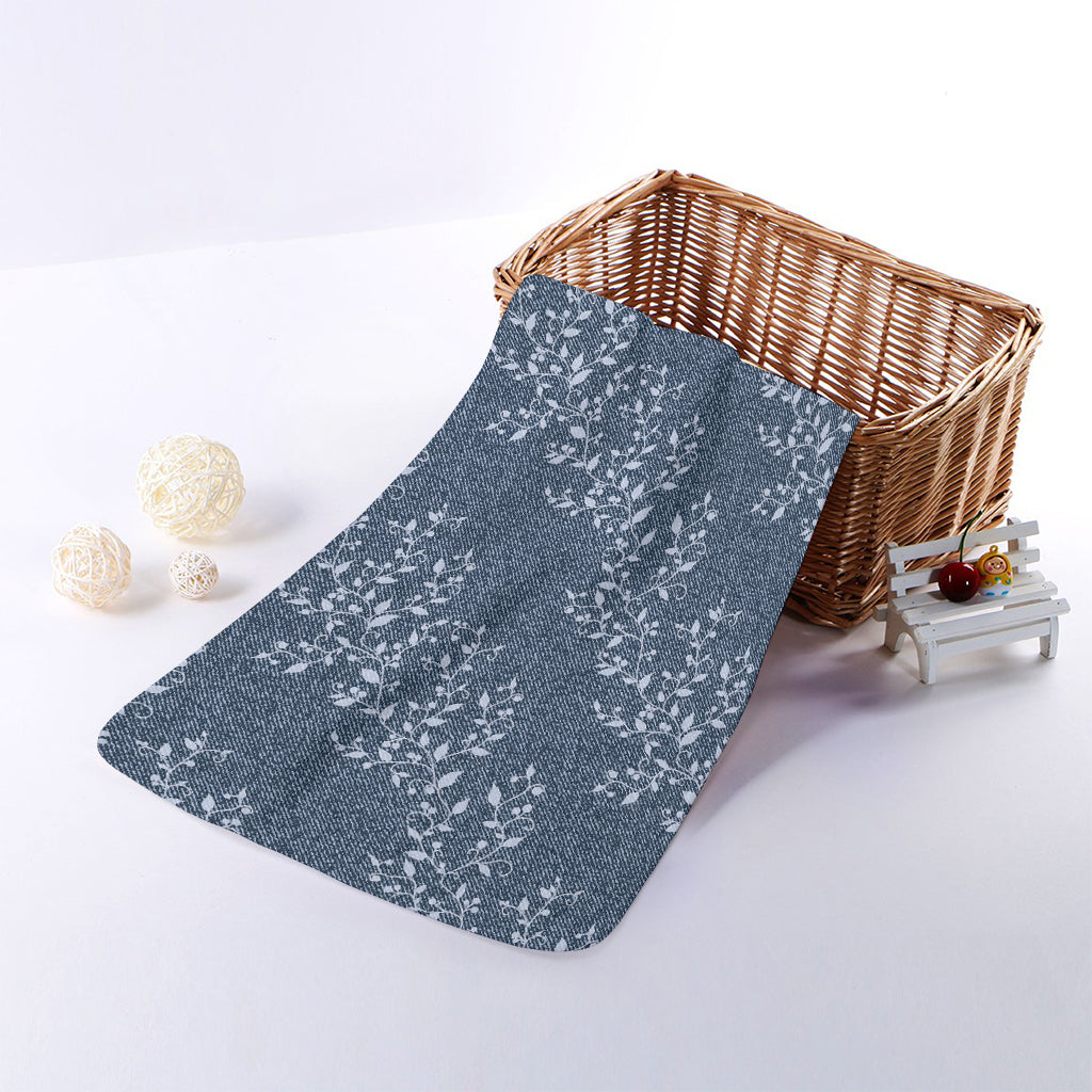 Ivy Flower Denim Jeans Pattern Print Towel
