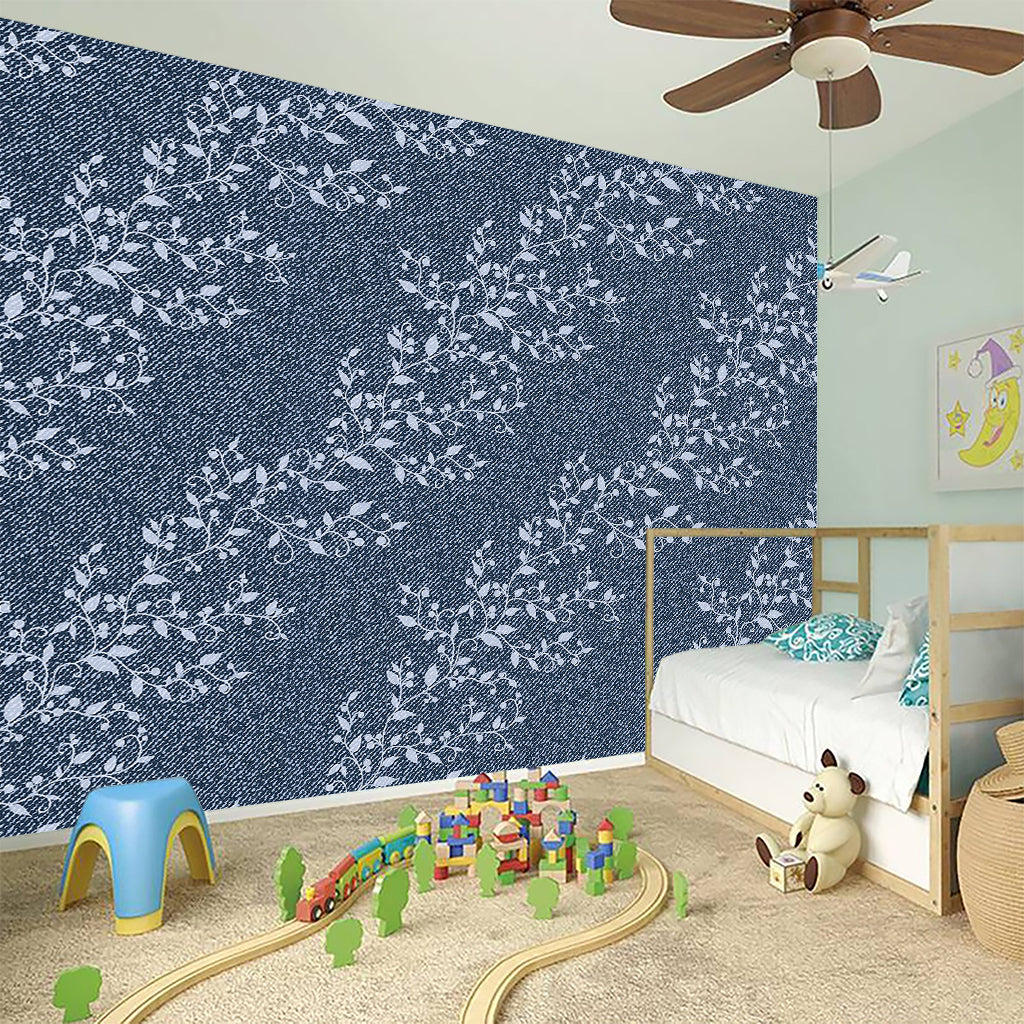 Ivy Flower Denim Jeans Pattern Print Wall Sticker