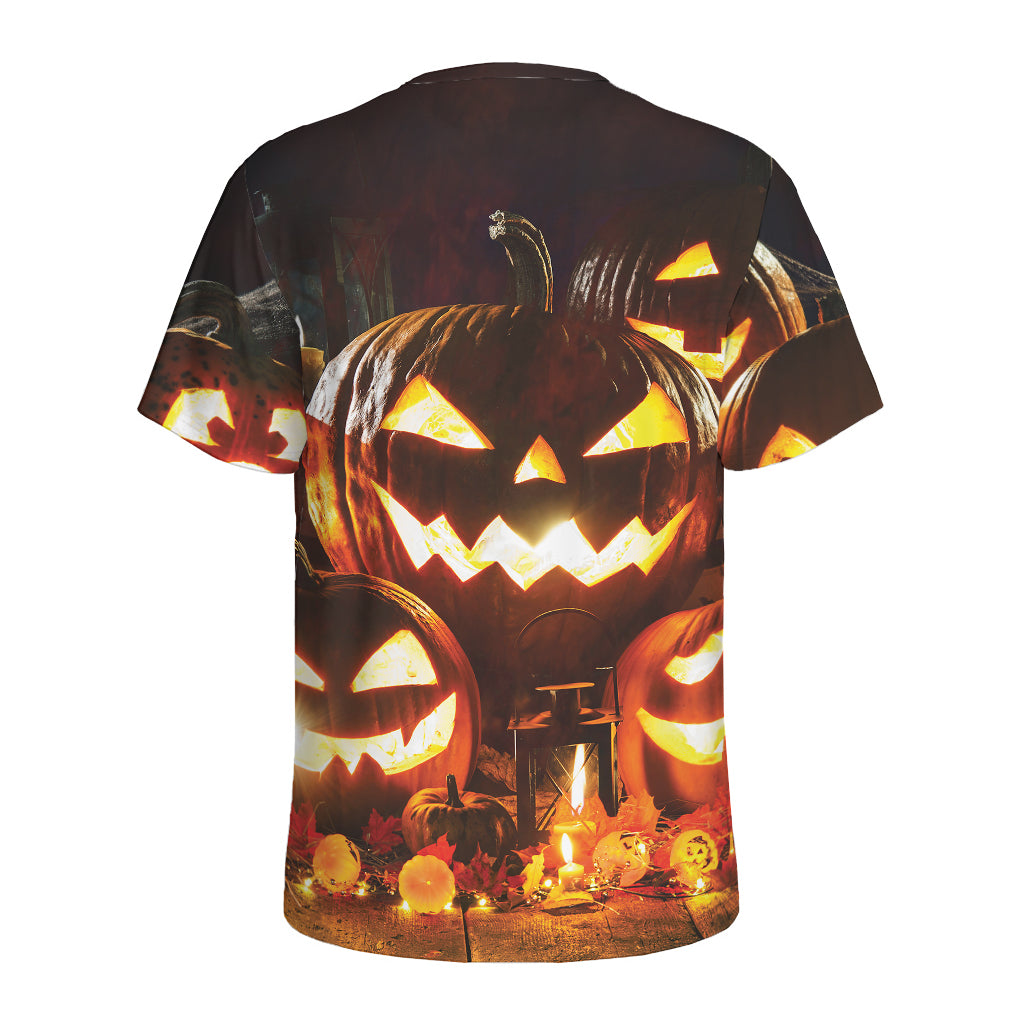 Jack-O'-Lantern Halloween Pumpkin Print Men's Sports T-Shirt