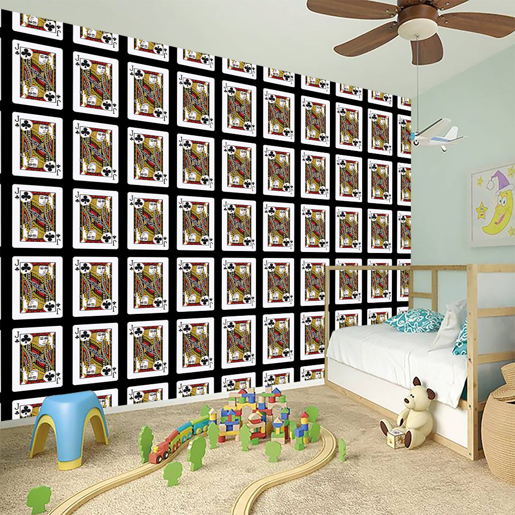 Jack Of Clubs Playing Card Pattern Print Wall Sticker