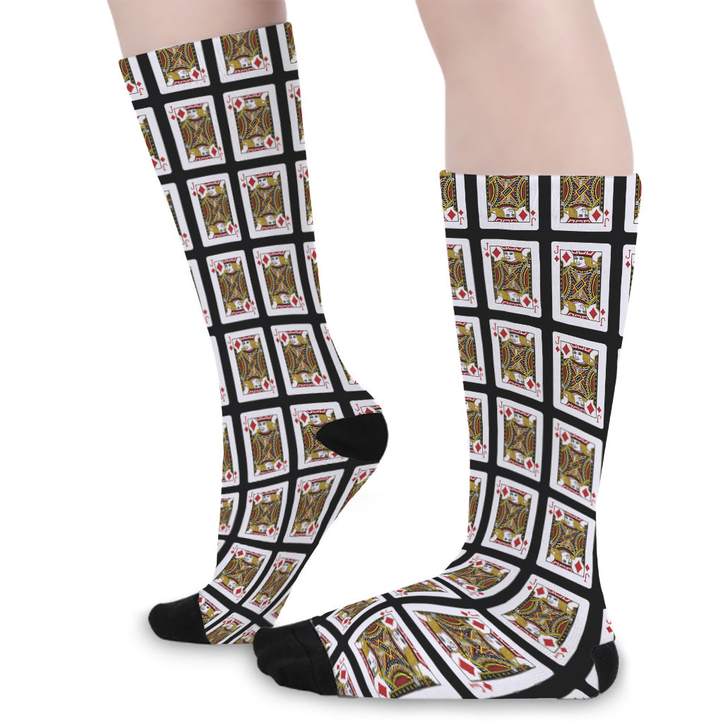 Jack Of Diamonds Pattern Print Long Socks