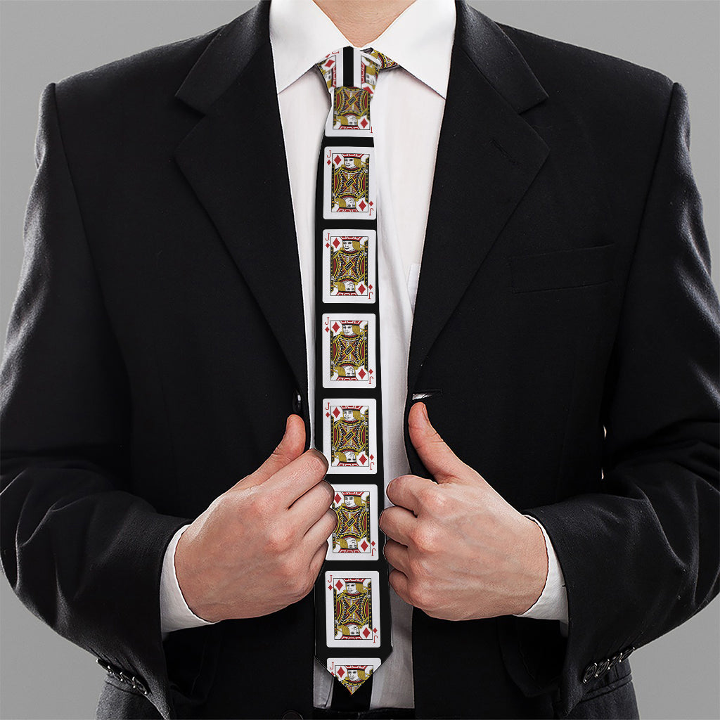 Jack Of Diamonds Pattern Print Necktie