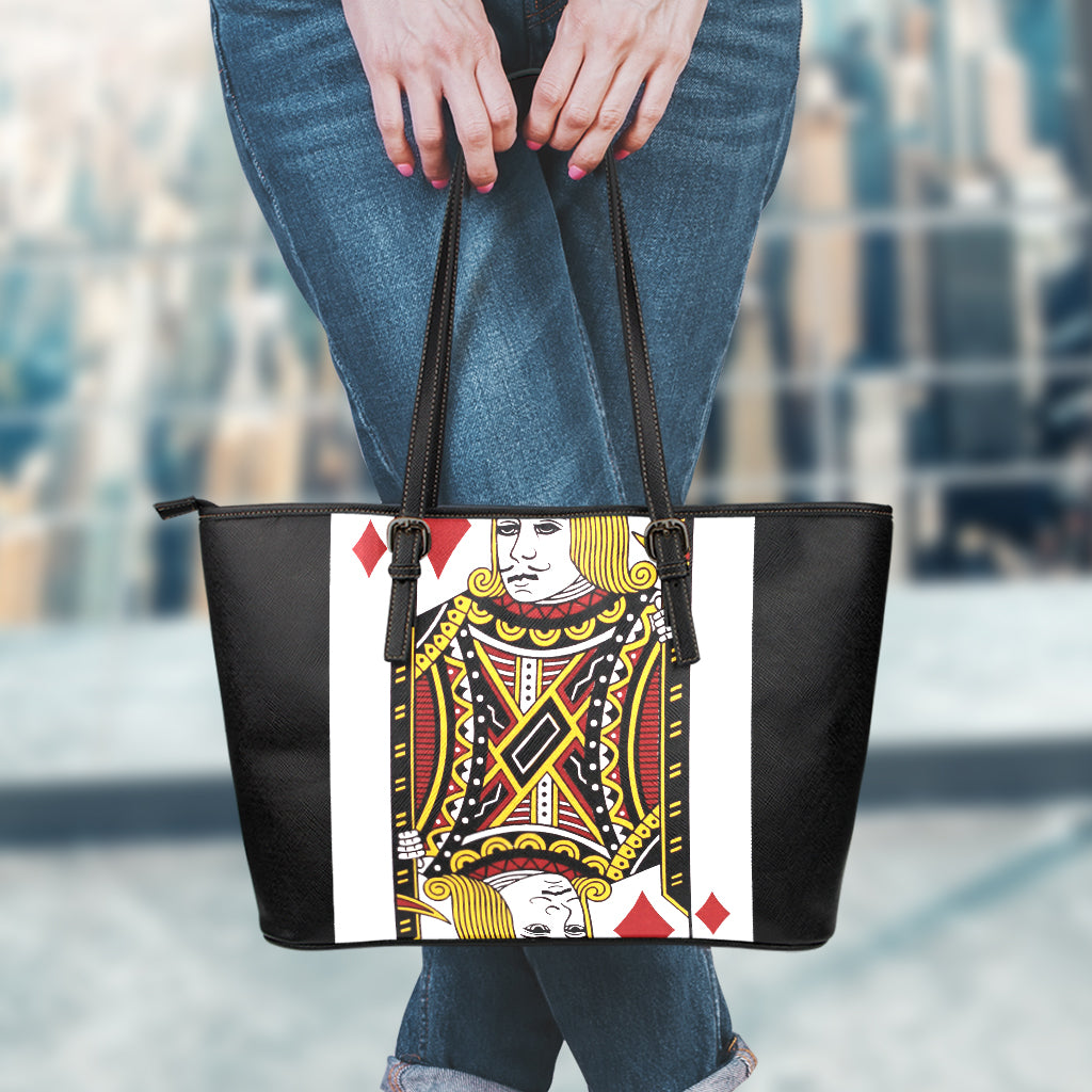 Jack Of Diamonds Playing Card Print Leather Tote Bag