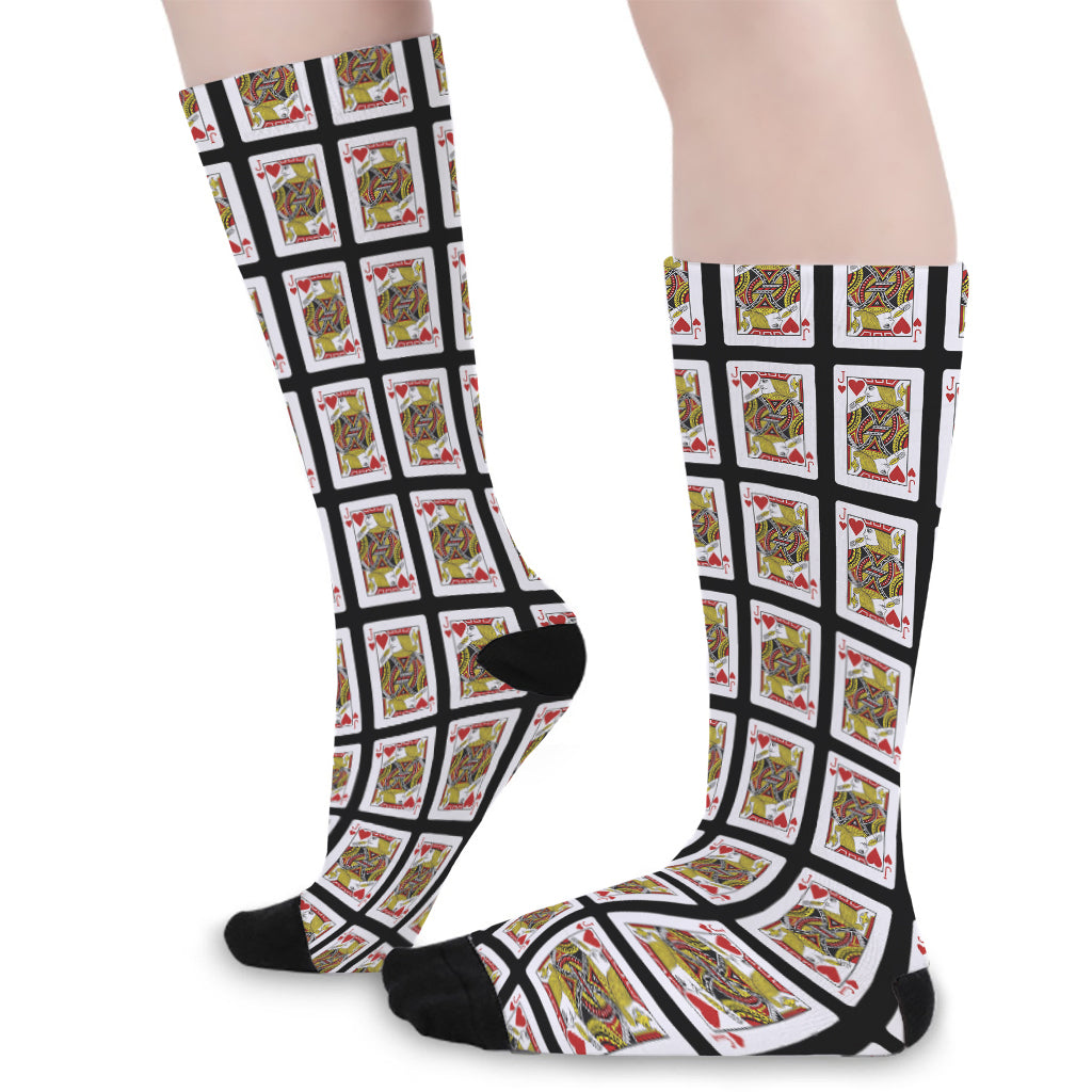 Jack Of Hearts Pattern Print Long Socks