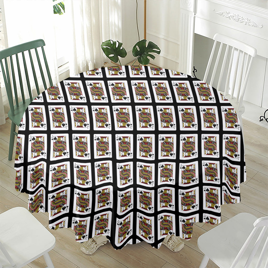 Jack Of Spades Pattern Print Waterproof Round Tablecloth