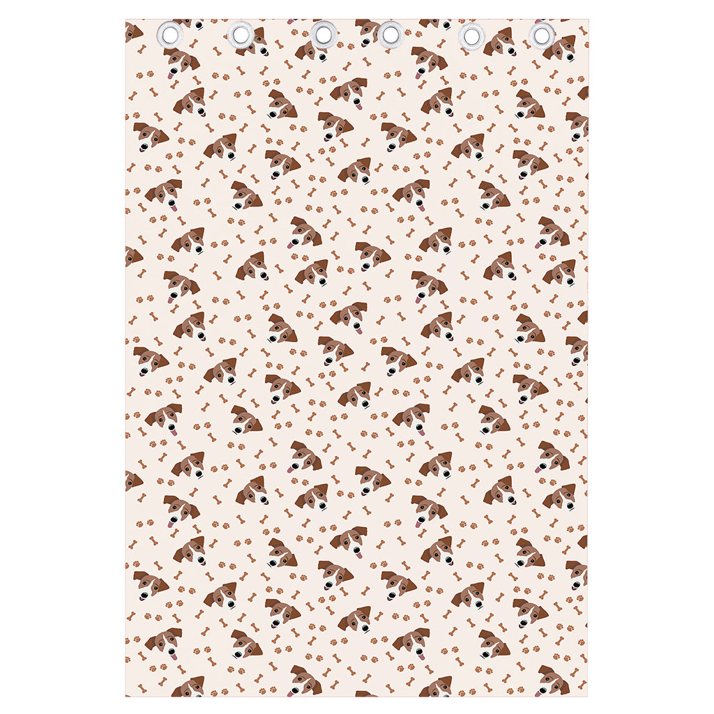 Jack Russell Terrier And Bone Print Curtain