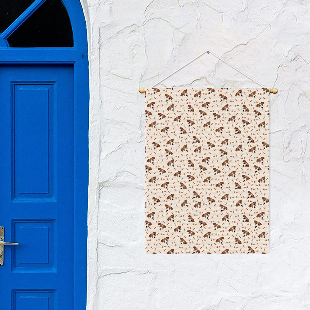 Jack Russell Terrier And Bone Print Garden Flag