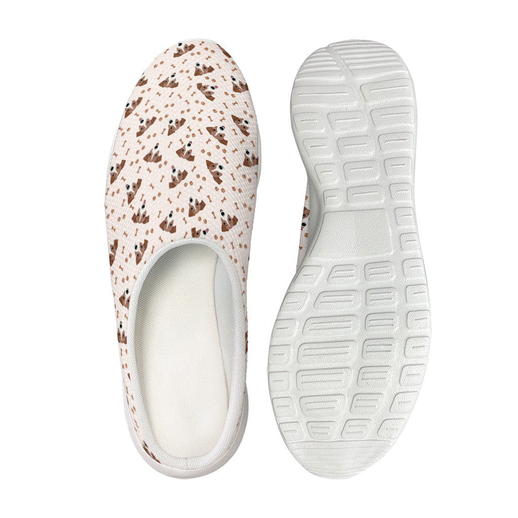 Jack Russell Terrier And Bone Print Mesh Casual Shoes
