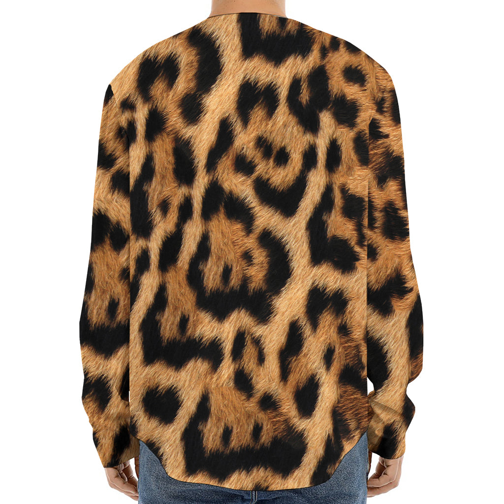 Jaguar Fur Pattern Print Long Sleeve Baseball Jersey