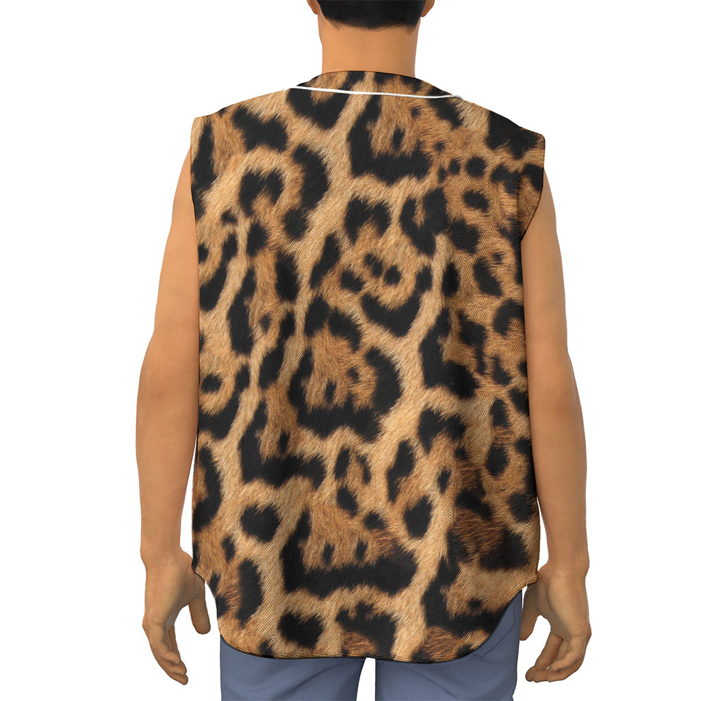 Jaguar Fur Pattern Print Sleeveless Baseball Jersey