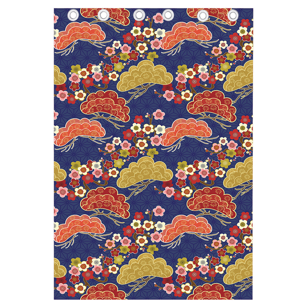 Japanese Cherry Blossom Pattern Print Curtain