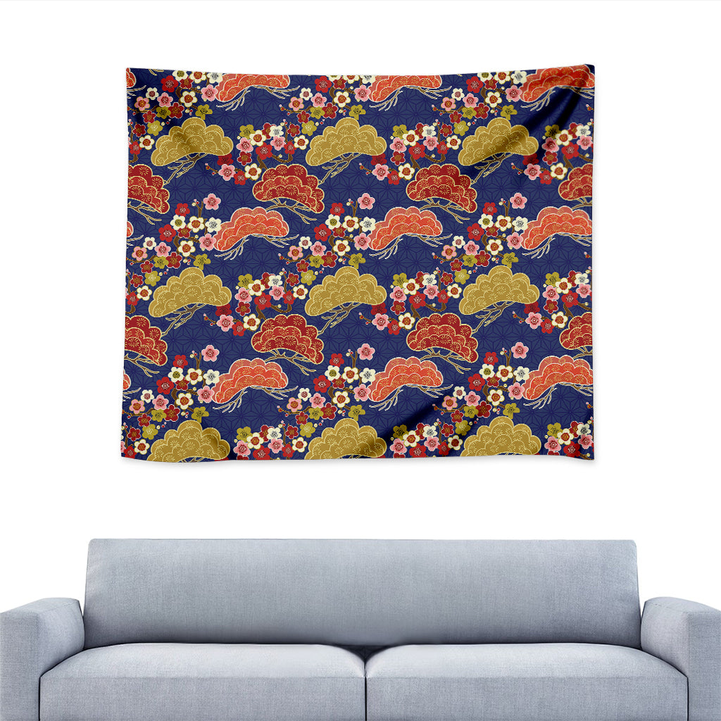 Japanese Cherry Blossom Pattern Print Tapestry