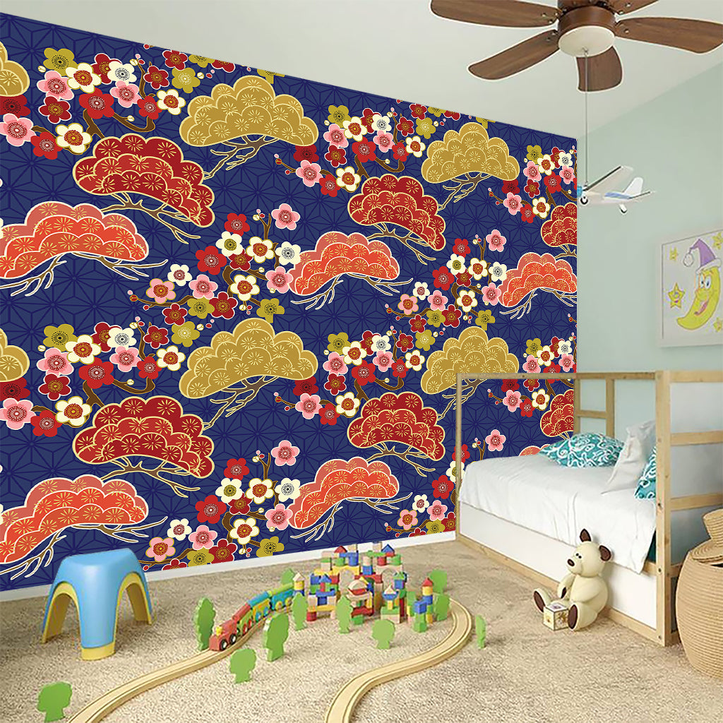Japanese Cherry Blossom Pattern Print Wall Sticker