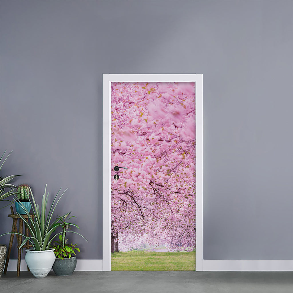 Japanese Cherry Blossom Tree Print Door Sticker