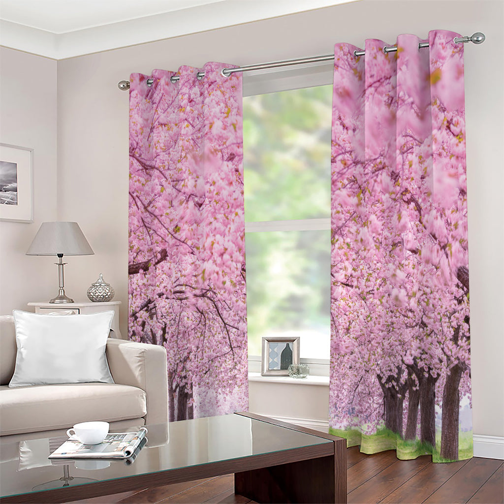 Japanese Cherry Blossom Tree Print Extra Wide Grommet Curtains