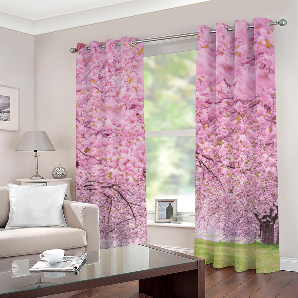 Japanese Cherry Blossom Tree Print Grommet Curtains