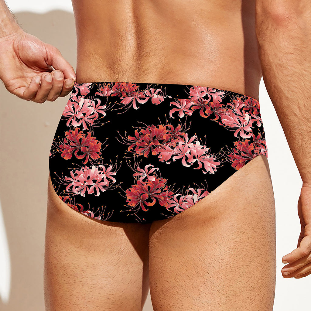 Japanese Cluster Amaryllis Pattern Print Men's Swim Briefs