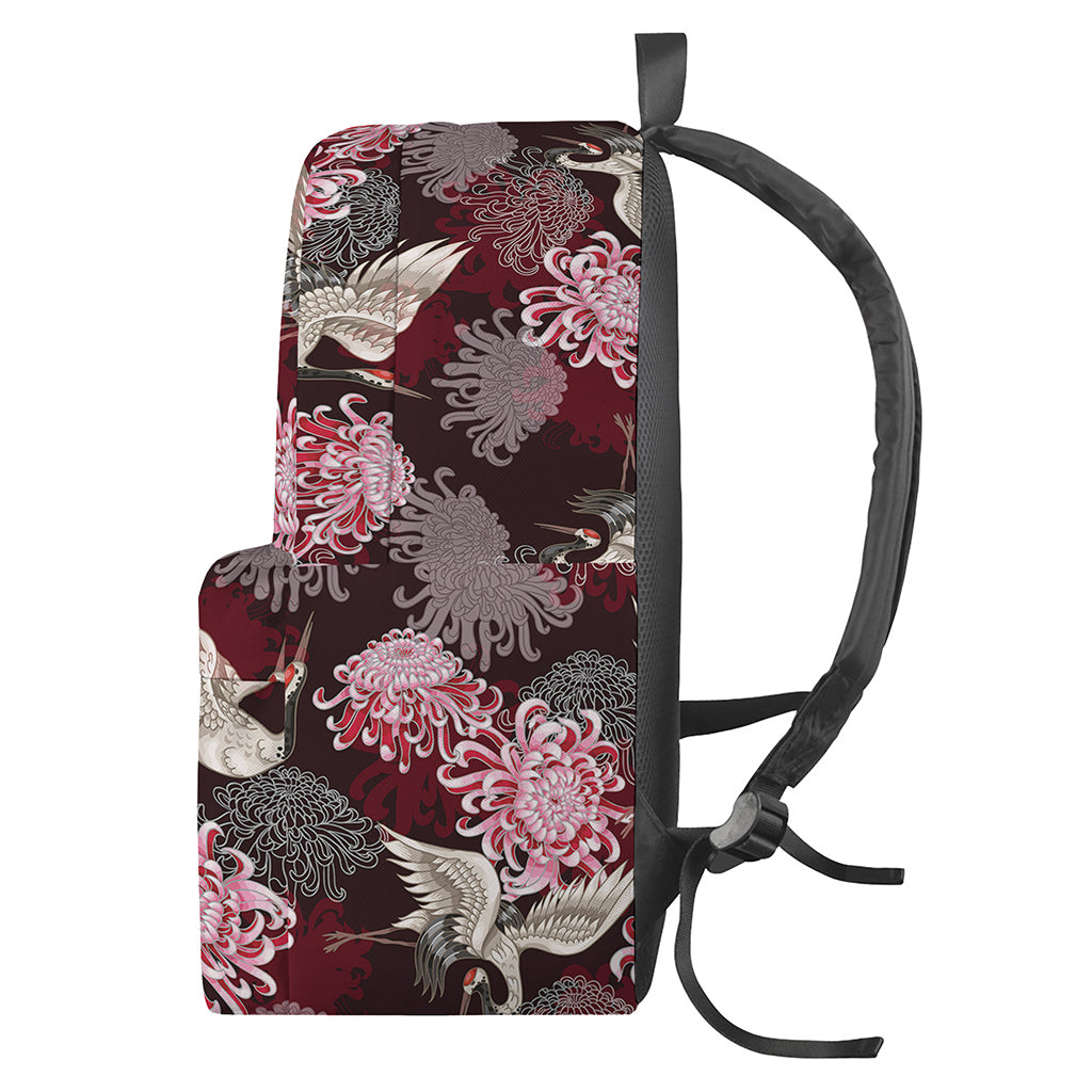 Japanese Cranes And Chrysanthemums Print Backpack