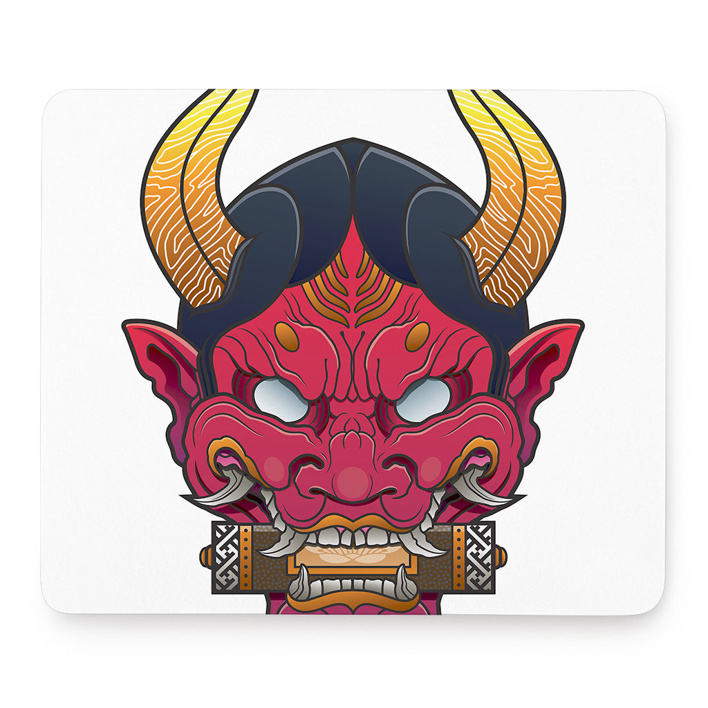 Japanese Demon Mask Print Mouse Pad