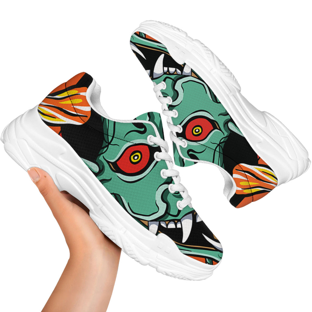 Japanese Demon Print White Chunky Shoes