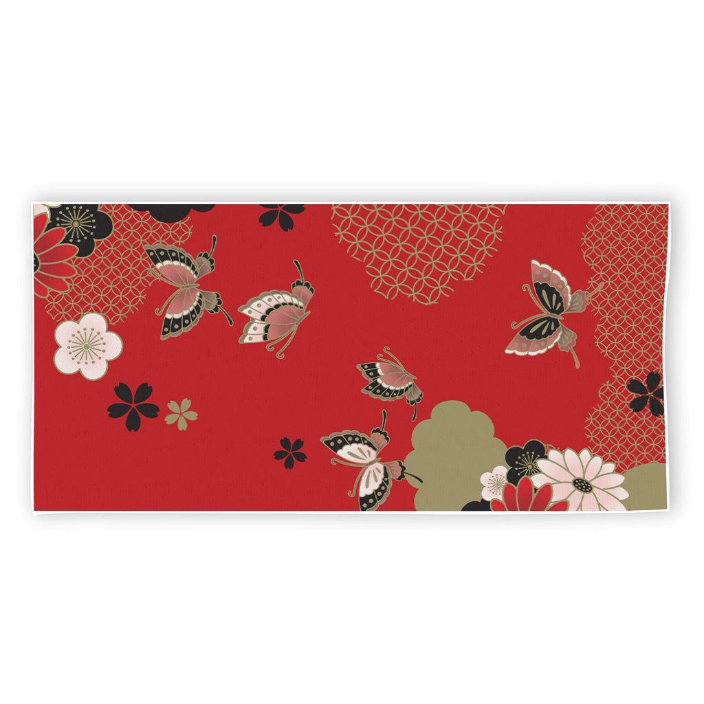 Japanese Flower Print Beach Towel