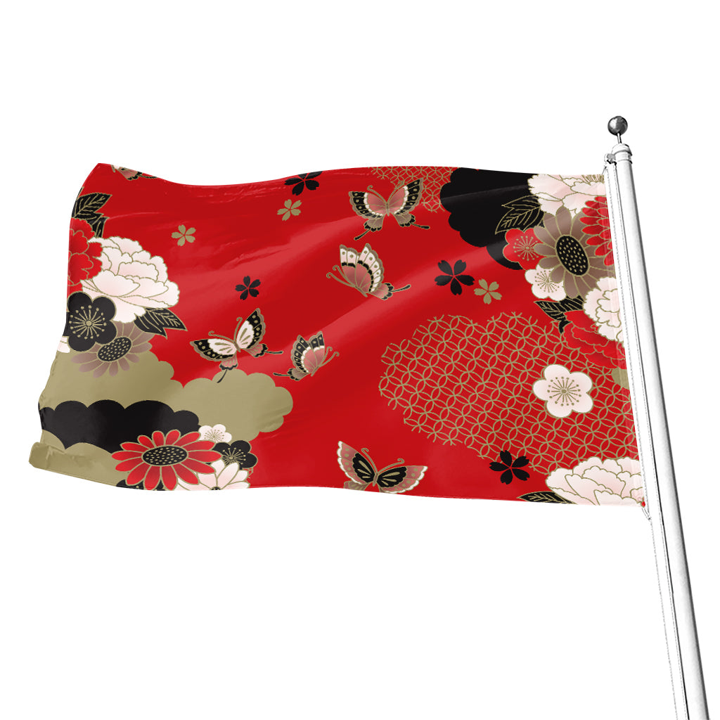 Japanese Flower Print Flag