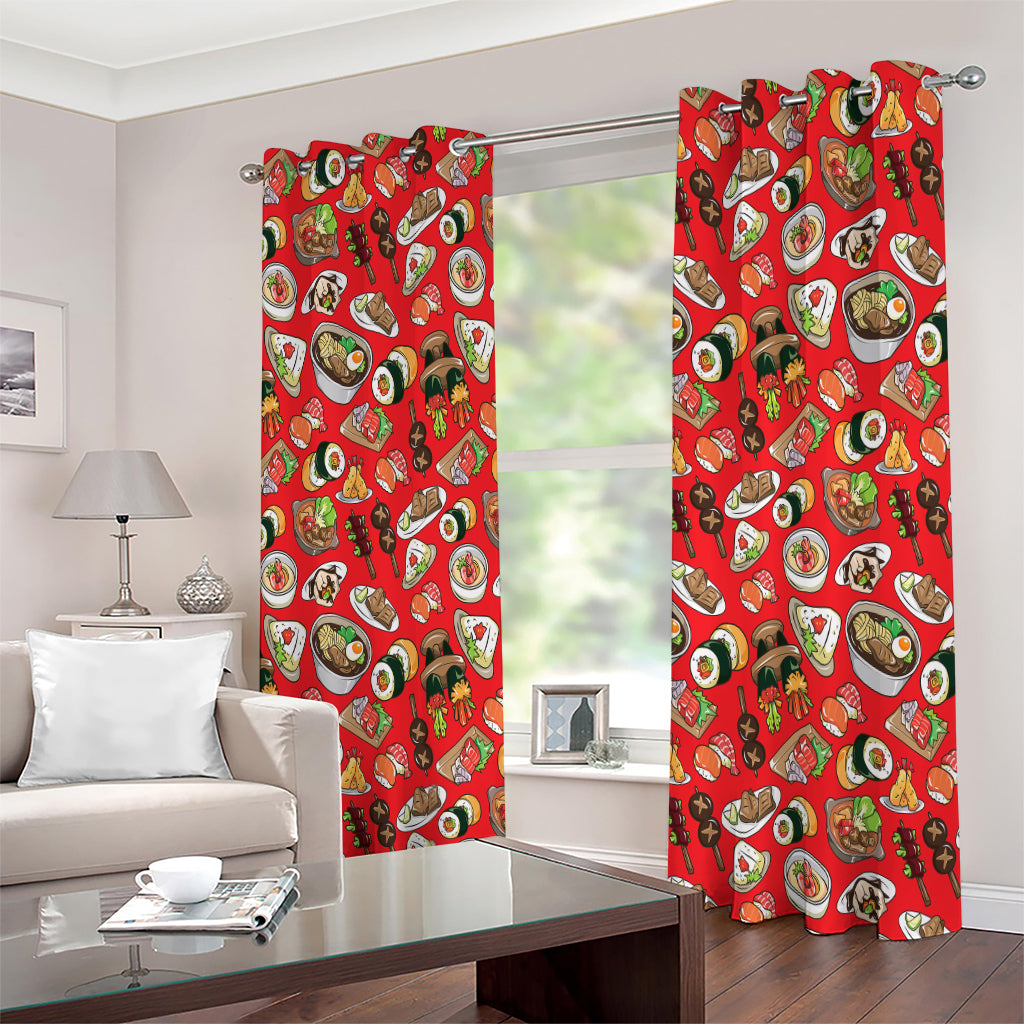 Japanese Food Pattern Print Extra Wide Grommet Curtains