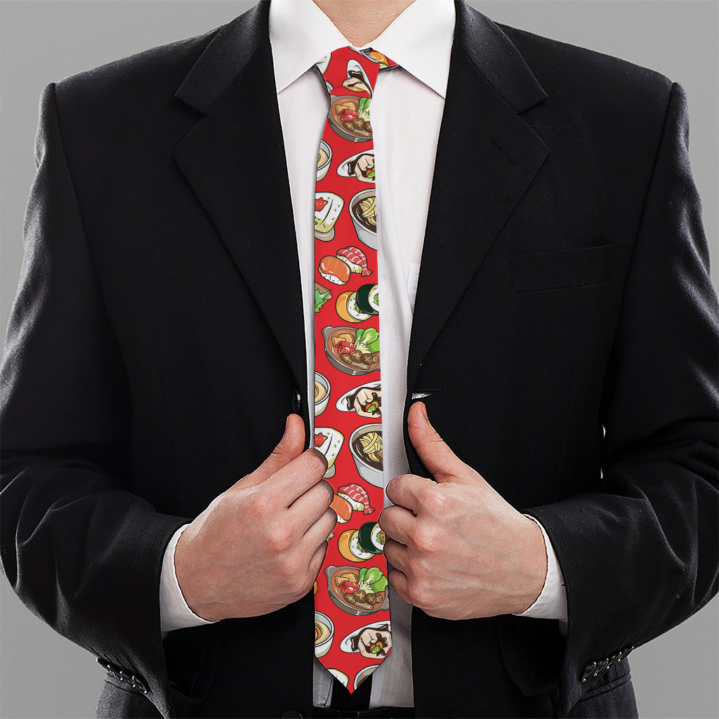Japanese Food Pattern Print Necktie