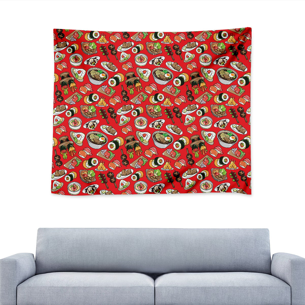 Japanese Food Pattern Print Tapestry