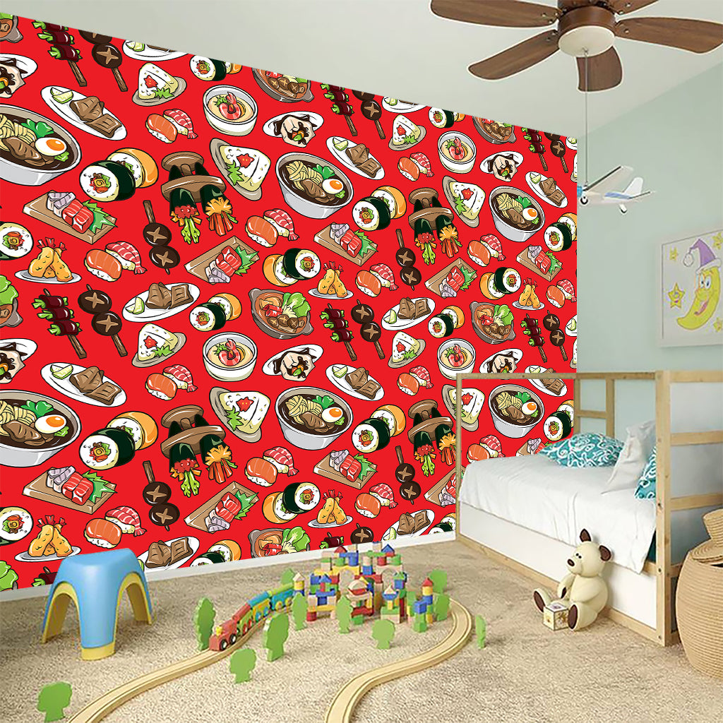 Japanese Food Pattern Print Wall Sticker