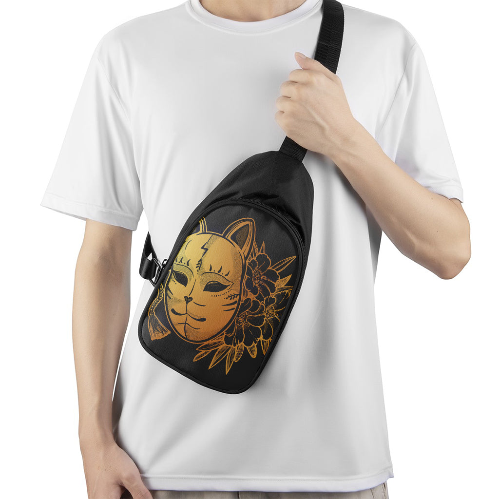 Japanese Fox Mask Print Chest Bag