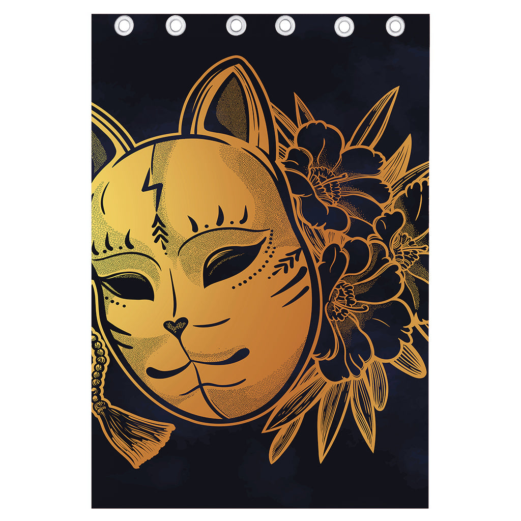 Japanese Fox Mask Print Curtain