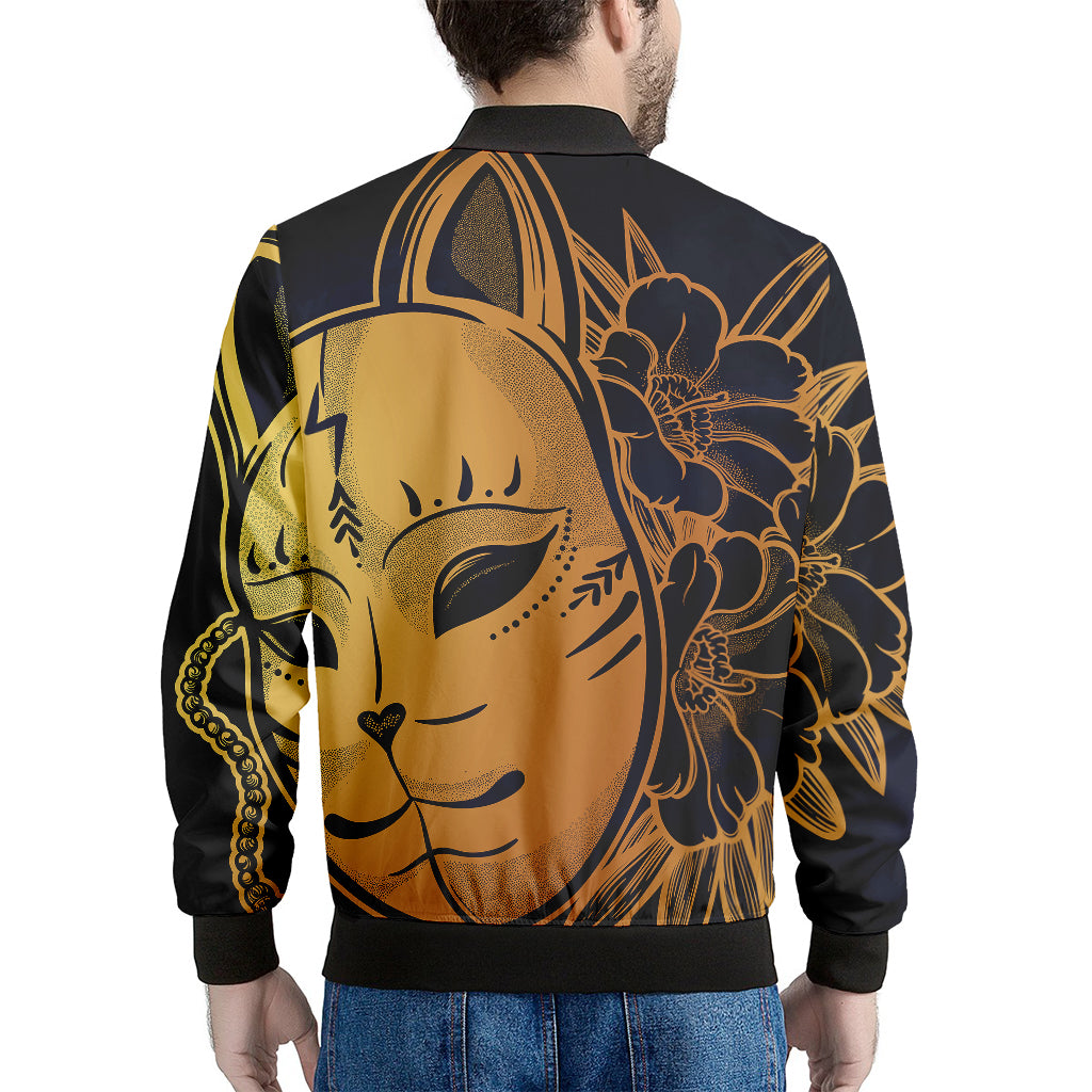 Japanese Fox Mask Print Men's Bomber Jacket