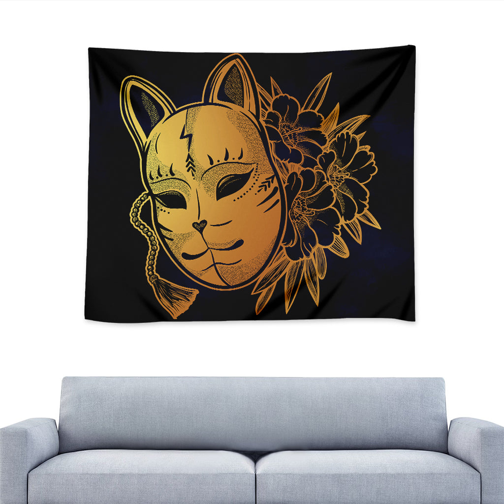 Japanese Fox Mask Print Tapestry
