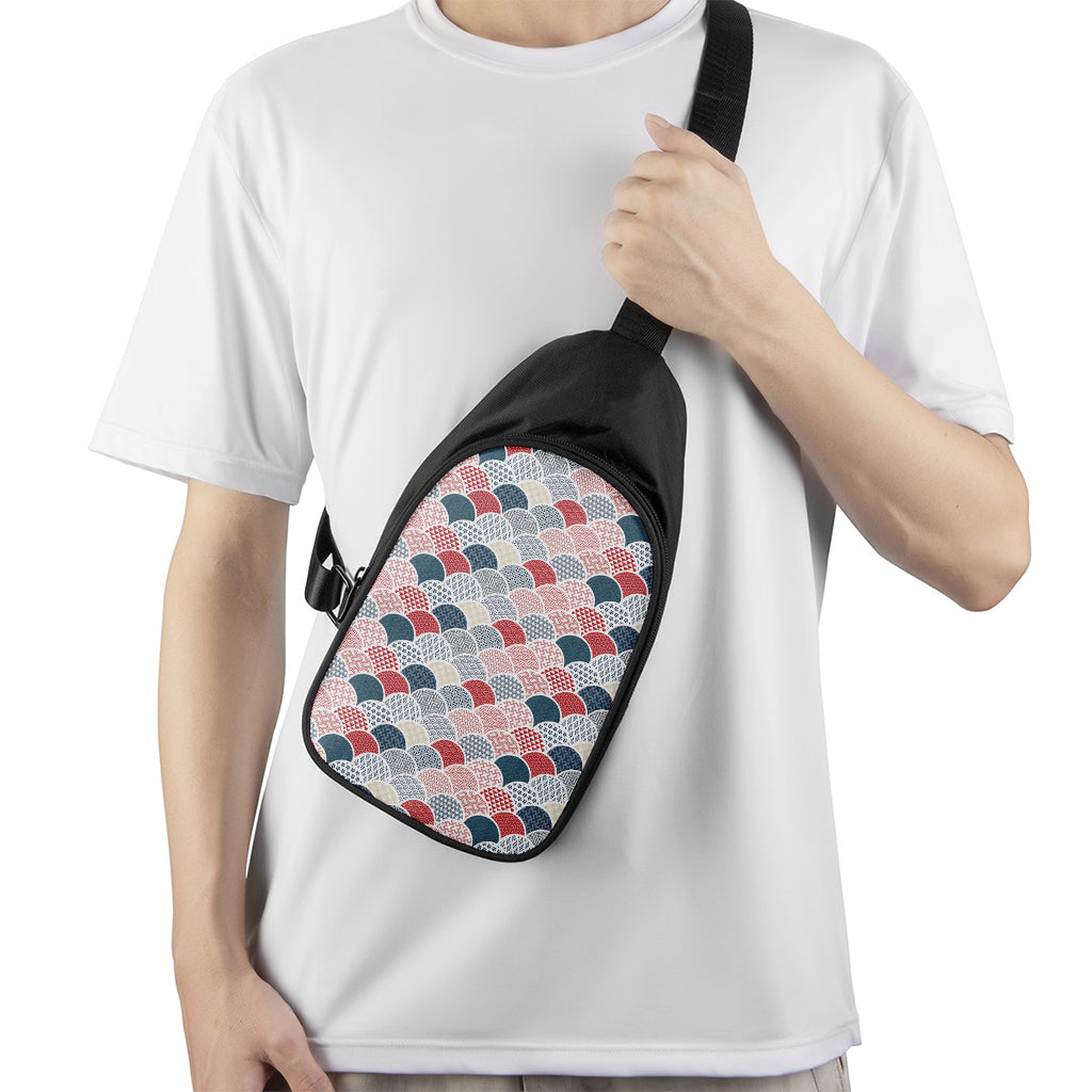 Japanese Geometric Pattern Print Chest Bag